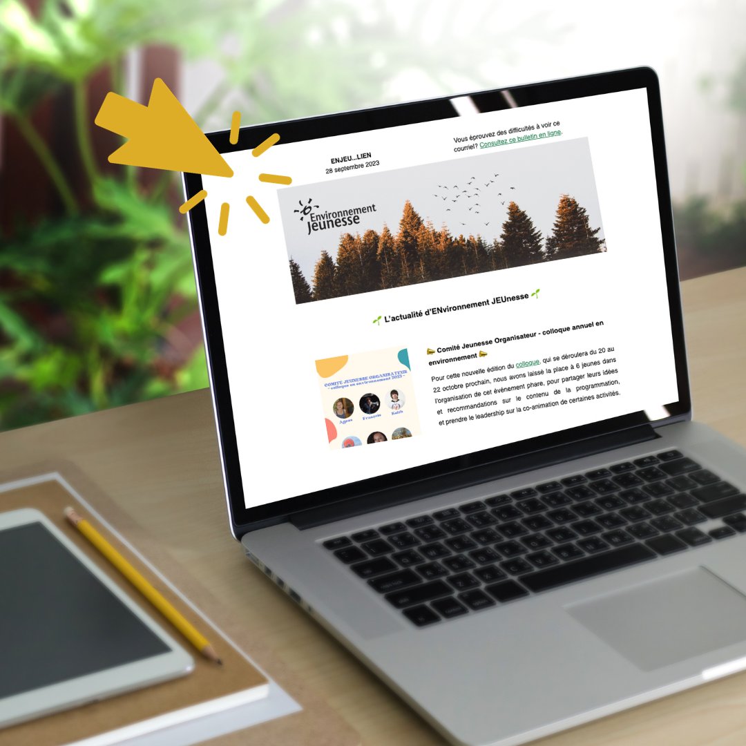Avez-vous lu l'ENJEU...lien du mois de septembre ? 🍃 On a fait un retour sur l'actualité du dernier mois et avons discuté d'événement inspirants à venir ! ✨ Pour rester au courant de tout ce qui se passe chez ENvironnement JEUnese 👉  enjeu.us12.list-manage.com/subscribe?u=06…