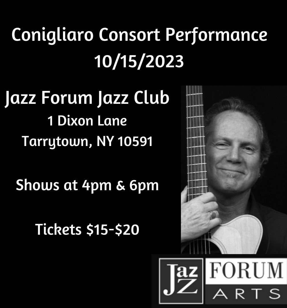 PERFORMANCE THIS WEEKEND: THIS SUNDAY 10/15/23: Join Conigliaro Consort at the @JazzForumClub in Tarrytown TWO Shows: 4pm & 6pm Tickets: $15 student / $20 adult jazzforumarts.org/tickets Drums: Chris Parker Bass: Lou Pappas Piano: Hiroshi Yamazaki Guitar, Vocals, Harmonica: Me