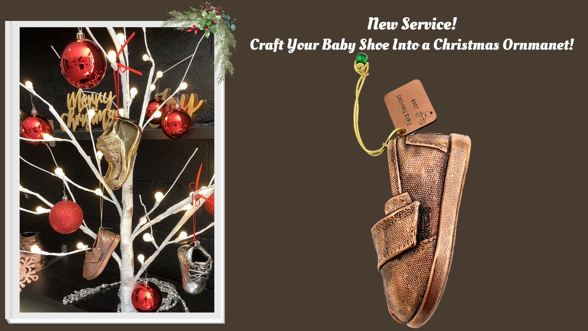 TheBronzery's tweet photo. Exciting New Way To Celebrate Your Child’s First Steps!
Say hello to our bronze-plated baby shoe ornaments! 
Transform your baby's adorable shoes into elegant holiday ornaments that will shine on your tree for years to come.  #BabyShoeOrnaments #HolidayMagic #CherishedMemories https://t.co/VhPQ19R8Pe