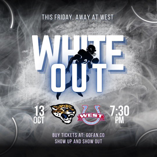 EJHSstudent's tweet photo. 🚨WEST WEEK🚨
Come support our boys tonight  (10/13) as they take on our cross town rival West Jessamine
Kickoff @ 7:30
❗️TAILGATE @ 6 IN FRONT PARKING LOT❗️
⚪️WEAR WHITE⚪️ https://t.co/fRlpOdYKaY