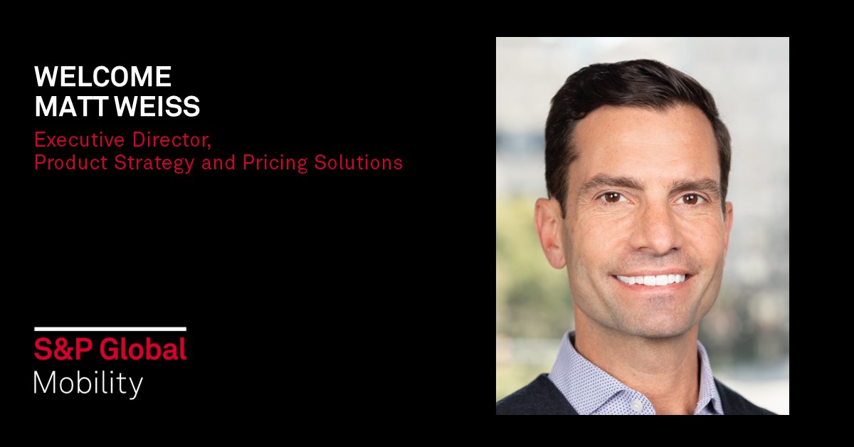 S&amp;P Global Mobility has hired Matt Weiss as Executive Director, Product Strategy and Pricing Solutions, to drive the strategic expansion of S&amp;P Global Mobility’s North American market reporting and analytical products. ow.ly/SfO250PWz8b
