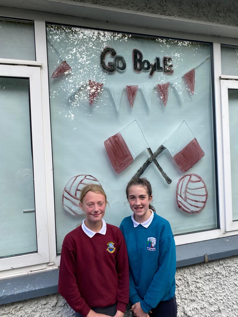 Charlotte and Aoibhinn wishing their sisters Isabelle and Caoimhe the best of luck in the Final 💕 @BoyleGAA