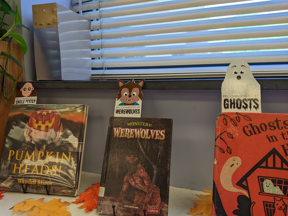 The spookiest characters are recommending some Halloween favorites at the MHES media center! 🎃🎃