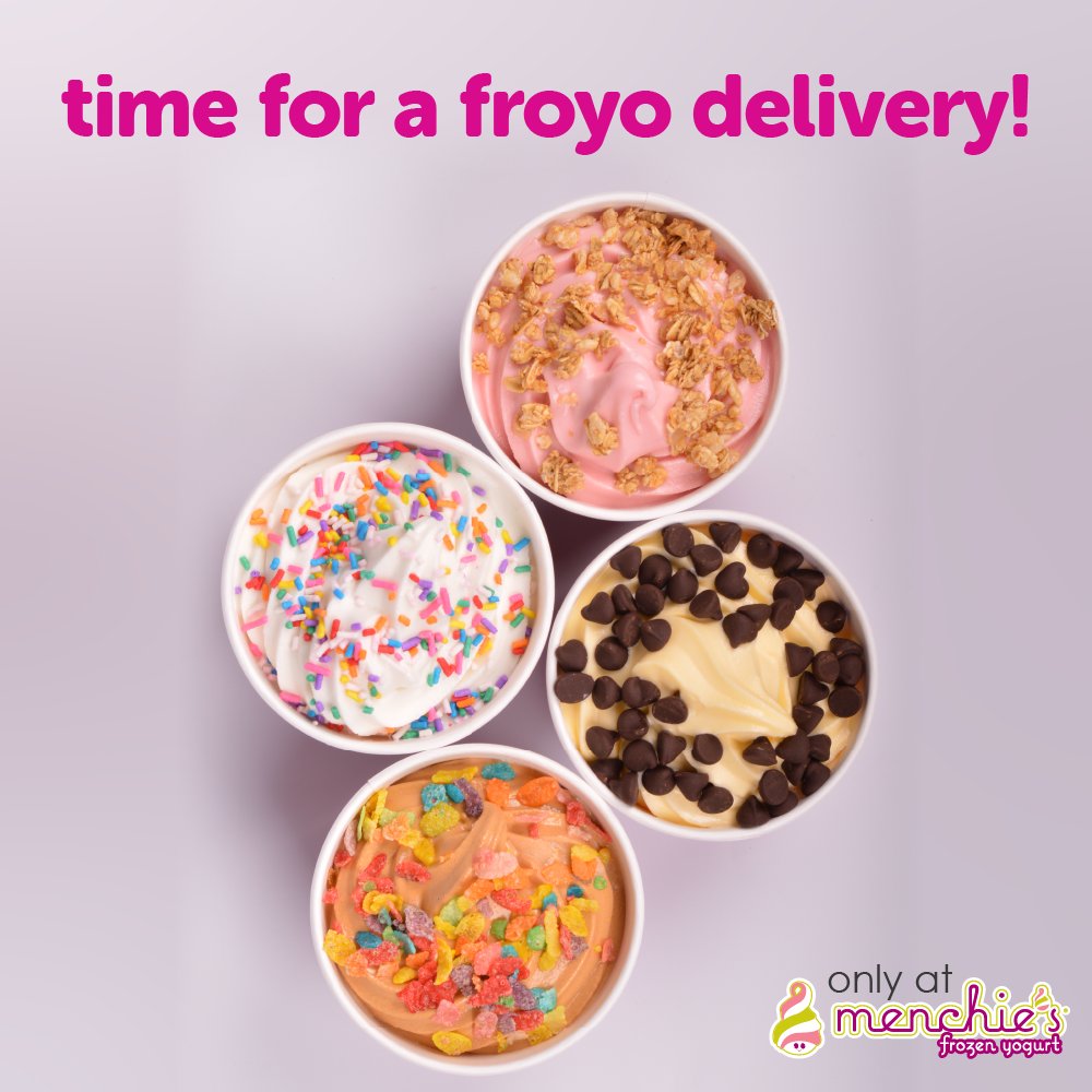 MyMenchies's tweet photo. Reminder: It’s Froyo Friday and Menchie’s delivers! 🏠🚗 #Menchies #FroyoFriday #Delivery https://t.co/xkjBNsazP5