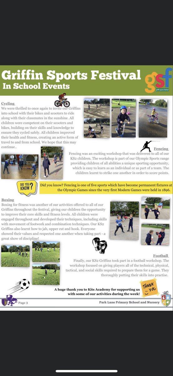 Park Lane Primary School Sports and Arts (@schoolparklane) on Twitter photo โญ๏ธPark Lane Press: Sports Edition!โญ๏ธ
We proudly issue our very first Park Lane Press: 'Sports Edition' of this academic year.
We hope that you enjoy reading all about the various sporting achievements, competitions and generally all things sports at Park Lane.
<a href="/GST_Sport/">Griffin Schools Trust Sport</a> โญ๏ธPark Lane Press: Sports Edition!โญ๏ธ
We proudly issue our very first Park Lane Press: 'Sports Edition' of this academic year.
We hope that you enjoy reading all about the various sporting achievements, competitions and generally all things sports at Park Lane.
<a href="/GST_Sport/">Griffin Schools Trust Sport</a>