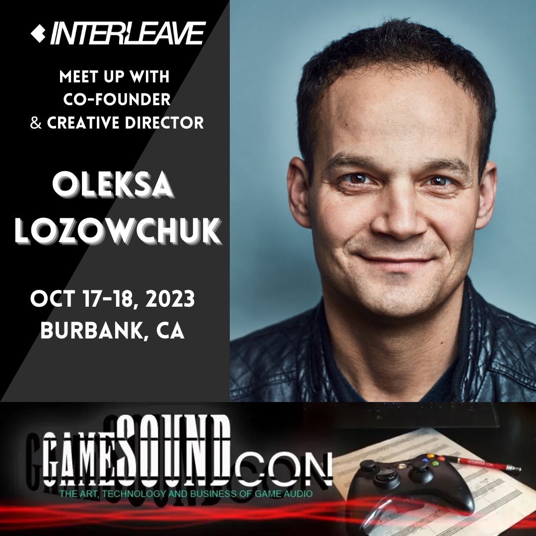 InterleaveAudio's tweet image. We're heading to #GameSoundCon in LA next week and would love to meet up!

@oleksalozowchuk , celebrated composer, music and audio director, and Interleave co-founder and creative director will be there, so please DM us to connect!

If you'd like to know more about us or just…