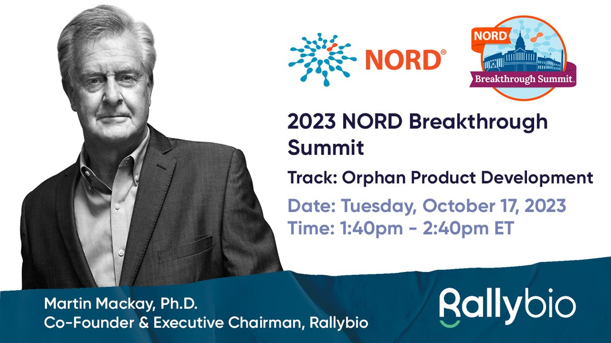 Our Co-Founder & Executive Chairman, Martin Mackay, Ph.D., joins a panel @RareDiseases Summit today, 1:40pm ET, discussing orphan product investment now and in the years ahead. Learn more about #NORDSummit: nordsummit.org/agenda/ #RareDiseases #OrphanDrugs #biotechinvesting