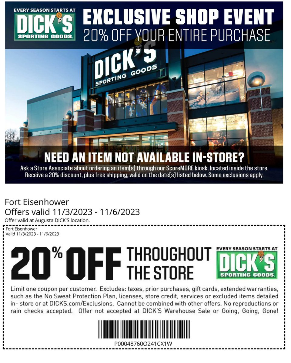 Want to get a head start on some holiday shopping? Then make sure you save these dates, because @DICKS will have their MWR Exclusive Shopping Days from 11/3-6 at the @augustamall location! 
#MWRPartner #ShopDay #HolidayShopping