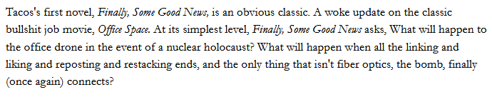 READ THE REVIEW THAT CALLS FINALLY, SOME GOOD NEWS "AN OBVIOUS CLASSIC"