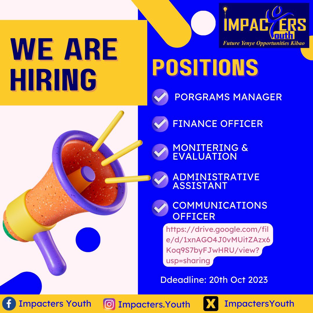 ImpactersYouth's tweet photo. Are you a graduate, fresh from the University, a young professional looking to gain valuable work experience, develop new skills and make a difference? We’re offering volunteer positions in variety of roles. Explore the opportunities. Use this link 👇

https://t.co/syfYmV1WDf https://t.co/jjprayjxuO