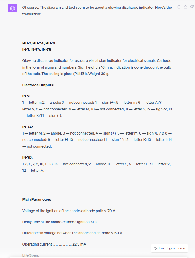 ThomasPototsch1's tweet photo. Chatti (aka GPT4) can translate images of russian datasheets. You can copy &amp; paste an image and ask it to translate. This is wild 🤯 https://t.co/y4UwfYSXQs