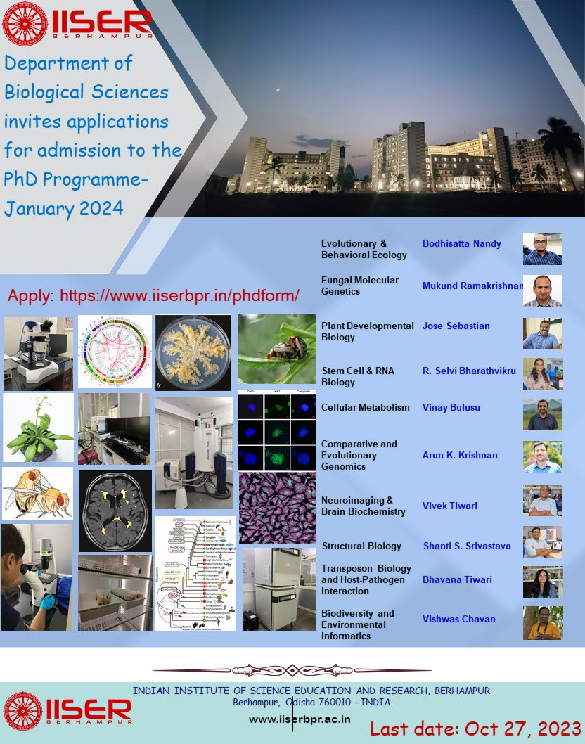 With two of the founding members graduating, the Behaviour &amp; Evolution lab at <a href="/IISER_BERHAMPUR/">IISER Berhampur</a> is looking for new students. Please share with aspiring Ethology / Evolution students.