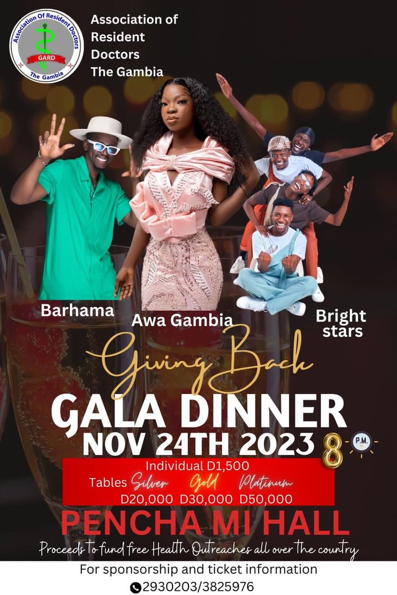Second edition of the Gambia Association of Resident Doctors (GARD) giving back gala dinner. Proceeds from the dinner are used to fund medical and surgical outreaches all over the country.