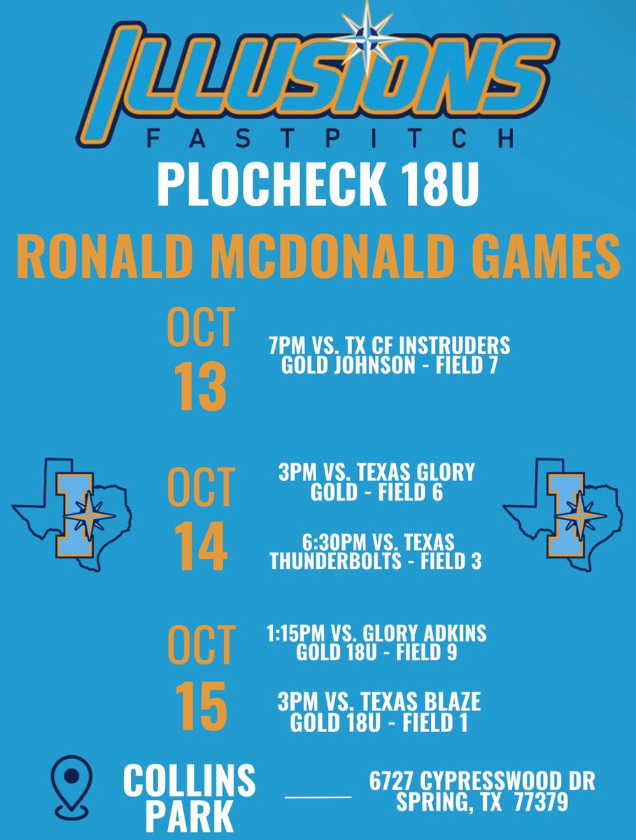 Schedule for this 3 day weekend at Ronald McDonald! Hope to see you out there or catch us on GameChanger! We have 24s and 25s doing some WORK