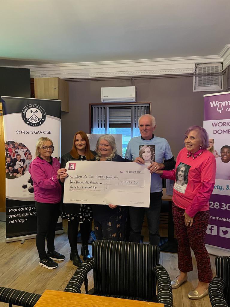 Delighted to have attended St Peter’s GAC tonight for the launch of their charity shirt and for them to hand over a cheque for all the fundraising they’ve done for @WomensAidNI in memory of Natalie & Laura

#JusticeForNatalie
#JusticeForLaura