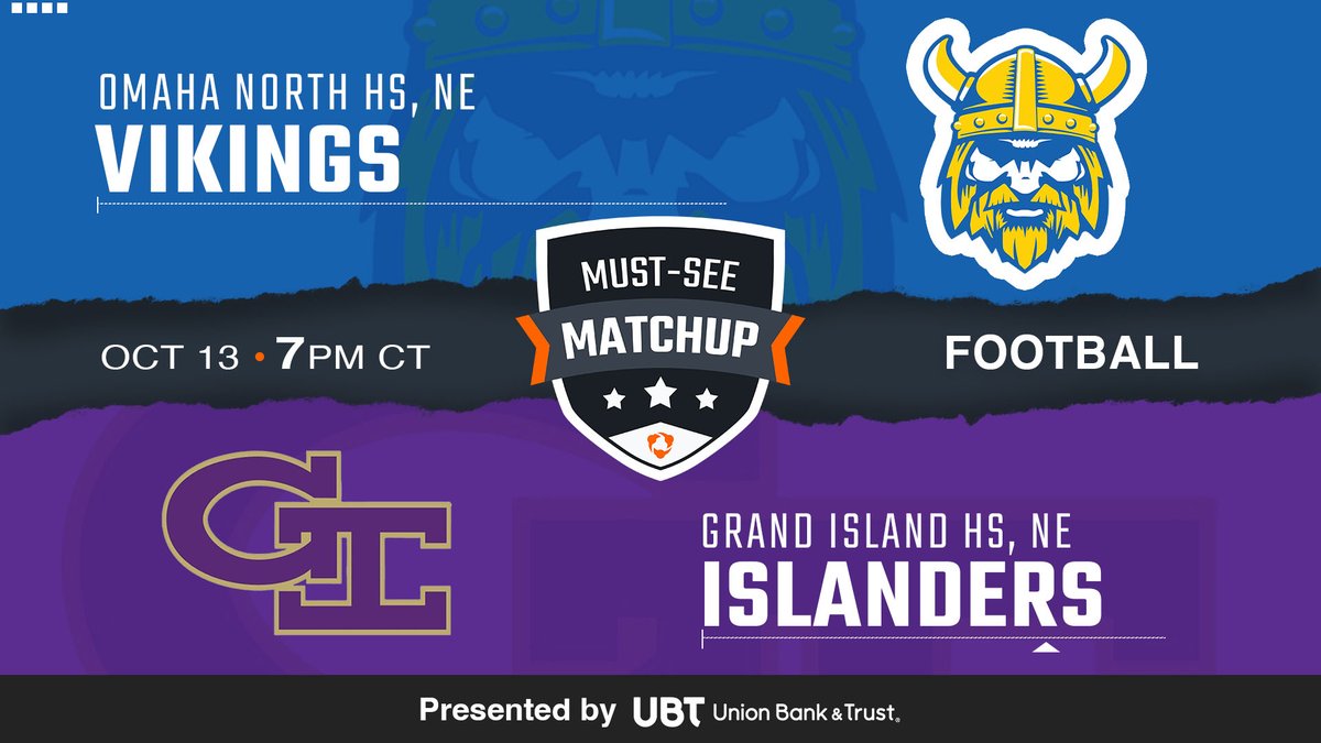 Tonight's Nebraska Must-See Matchup features @OPS_VikingsFB (6-1) taking on @GishFootball (4-3). Join us at 7 p.m. from Grand Island Memorial Stadium! 🔗hudl.com/must-see/nebra…