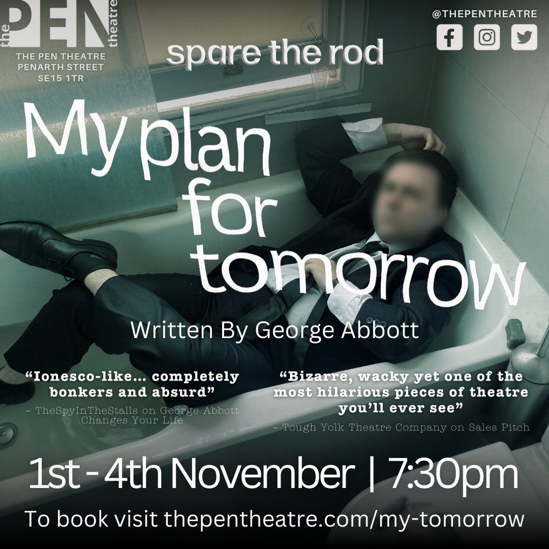 Hello! Is there anyone there? 
If there is, come to the next theatre show that I am co-producing with spare the rod theatre company: 
MY PLAN FOR TOMORROW
1ST - 4TH NOVEMBER | 7:30PM
⭐️“Took several poignant jabs at modern day society…  absolutely hilarious approach”⭐️