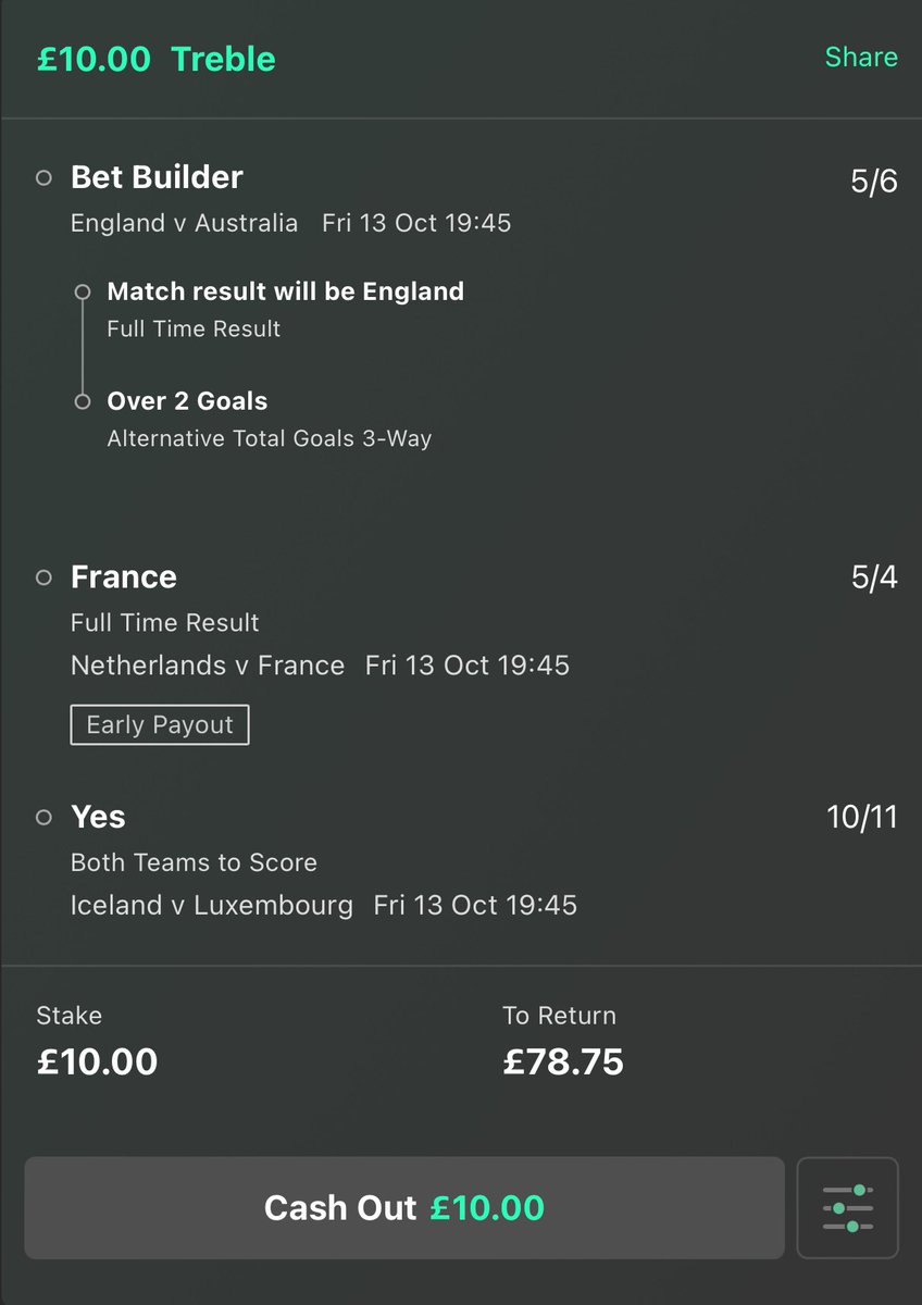 Tonight’s treble - 🇪🇺 England to win and over 2 goals France to win Iceland v Luxembourg - both teams to score Odds - 6.87/1 🤑🤞