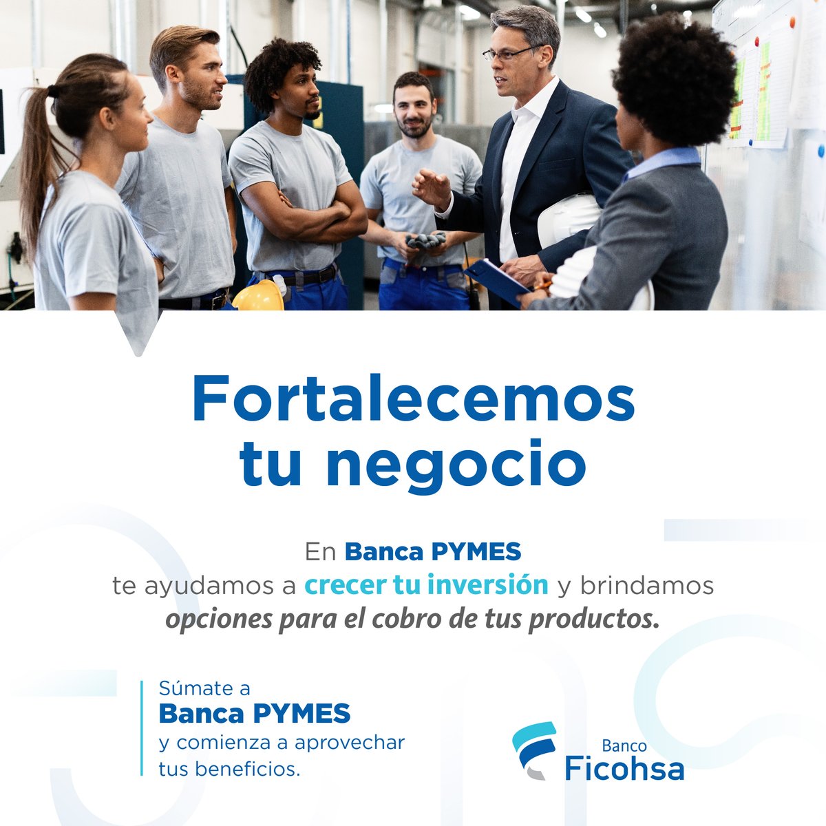 Banca PYMES 🤝🏼 te ayudamos a crecer tu inversión y te brindamos opciones para el cobro de tus productos a través de POS 💳

Súmate a Banca PYMES de Banco Ficohsa HOY: ficopromo.com/ficohsa-empren…

#FicohsaGT #BancoFicohsa #BancaPYMESFicohsa #PYMES