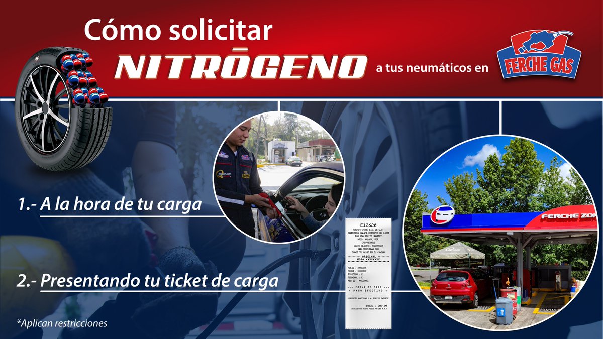 FercheGas's tweet photo. Uno de los beneficios del nitrógeno es brindar mayor vida a tus neumáticos ✅ y en nuestras estaciones es ❗️GRATIS❗️

Así de fácil es solicitarlo en Ferche Gas 👇😎
Ferche Gas, me da más. https://t.co/0BgQhMtYoF