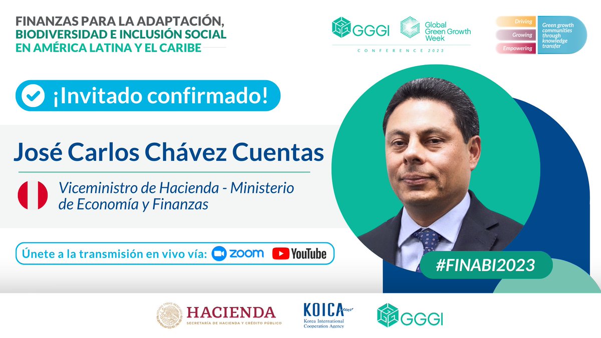 #FINABI2023 ​

Participante confirmado: José Carlos Chávez Cuentas, Viceministro de Hacienda - Ministerio de Economía y Finanzas de Perú. ​

👉Asiste en la CDMX: forms.office.com/r/uUZ0UdWK9d​

💻Asiste virtualmente: bit.ly/FINABI2023 ​

<a href="/presidenciaperu/">Presidencia del Perú 🇵🇪</a> <a href="/MinamPeru/">Ministerio del Ambiente 🇵🇪♻️</a>