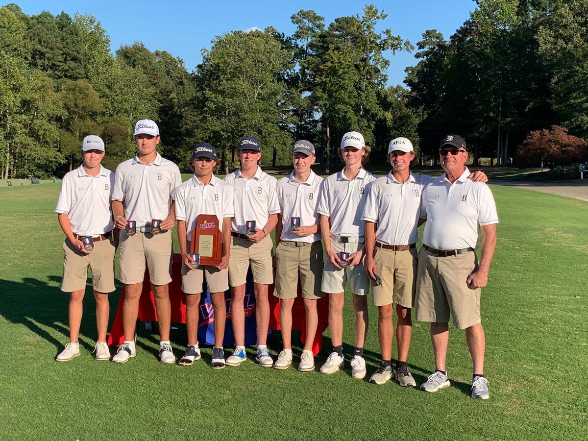 BburgHSBruins's tweet photo. Congratulations to the BHS Golf Team! The Bruins captured their third consecutive State Championship on Tuesday, October 9th at the Williamsburg National Golf Club in Williamsburg, Virginia. Jake Albert and Major Ewing shot 5 under par 67 to lead the team to a 9 shot victory 🏆 https://t.co/L2MMfKsmkk