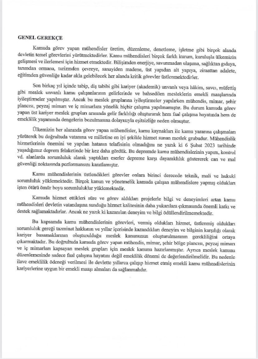 Ülkemizde hayata geçirilen ve işletilen bir çok projede yer alan Kamu Mühendisleri ve emeklilerinin mağduriyeti her geçen gün derinleşmektedir.

Bu mağduriyetin giderilmesi hususunda #MuhendiseMeslekKanunu talep ediyoruz. 

Ve TBMM ye sunulan mühendislik meslek kanunu teklifinin