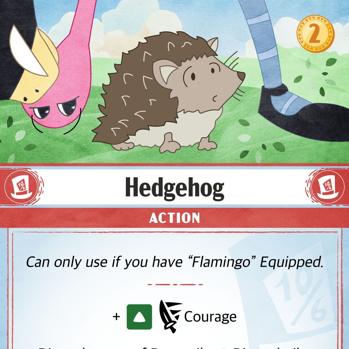 Poor Hedgehog! They don't know what's coming.  Hopefully Alice has "Flamingo" Equipped so that she can make short work of the next Enemy.

#wonderland #aliceinwonderland #aliceliddell #shapeshifter #boardgame #tabletopgames #games #newgames #storyburg #deckbuilding  #kickstarter