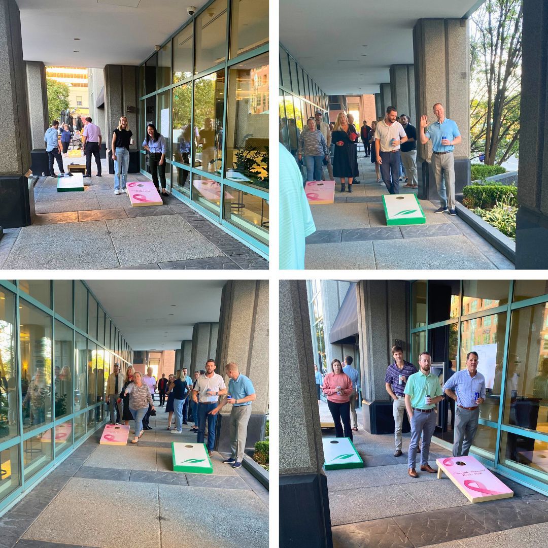 ParksideBank's tweet photo. Last night, Parkside's Culture Crew threw our annual "Backyard Bash"—a fantastic evening with a cornhole tournament, Pappy's food truck, drinks, and loads of FUN! We hosted a fundraising raffle, proudly continuing our support for #BreastCancerAwarenessMonth. #ParksideisGoingPink https://t.co/ksxMNnAgiO