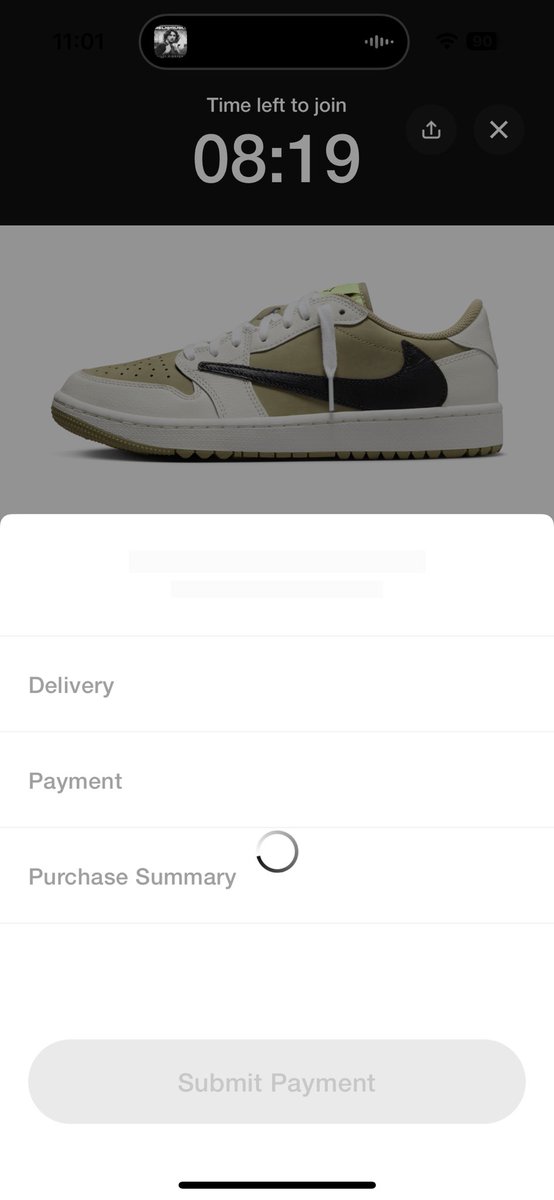 joseph_hey's tweet photo. @Nike Joined the drawing for the Travis Scott golf shoes 2 seconds after opening the app and was frozen on the same buying screen for 3 minutes until it force closed me out 🤦🏼‍♂️ https://t.co/XFG7URjxj4