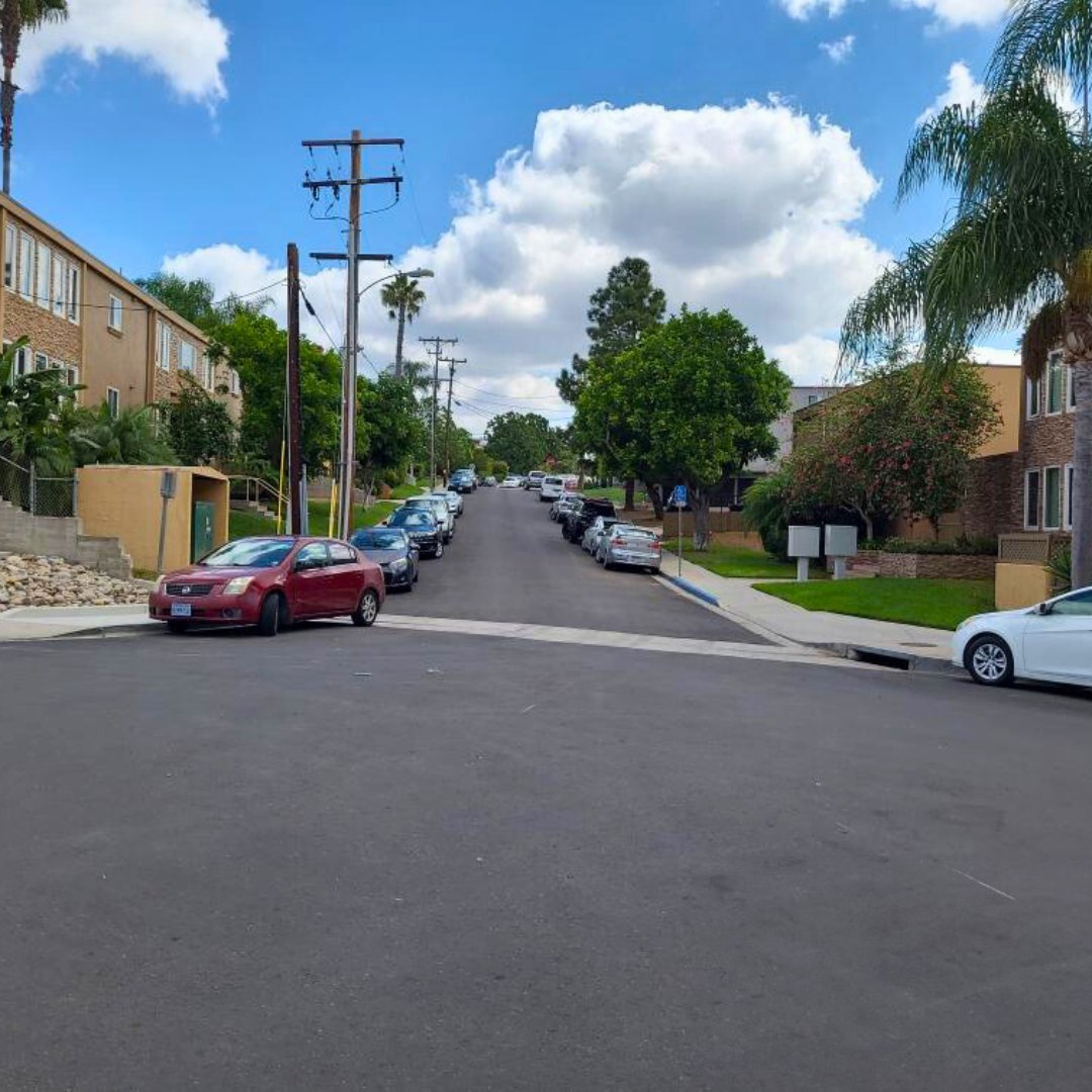 CityofSanDiego's tweet photo. We're taking old, spooky roads & turning them into beauties! π»β‘οΈπ€© In this week's edition of #OverlayOctober, we are featuring #NorthPark streets that recently got the overlay treatment. Now only the decorations will be scary this #Fridaythe13th!π#SanDiegoatWork #FridayRoadFix https://t.co/ABhssXLatt