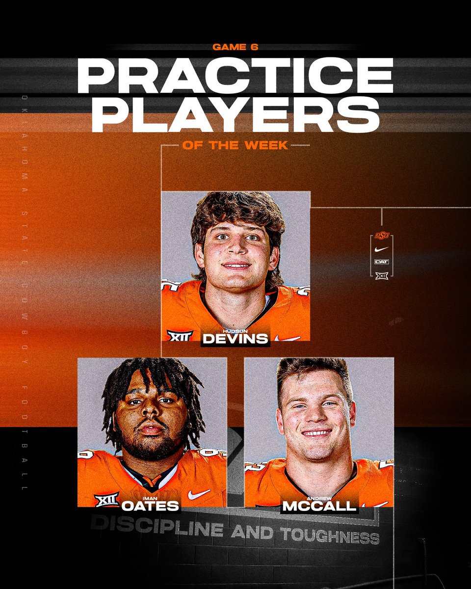 Week 6️⃣ practice players of the week 🤠 #GoPokes | #DAT