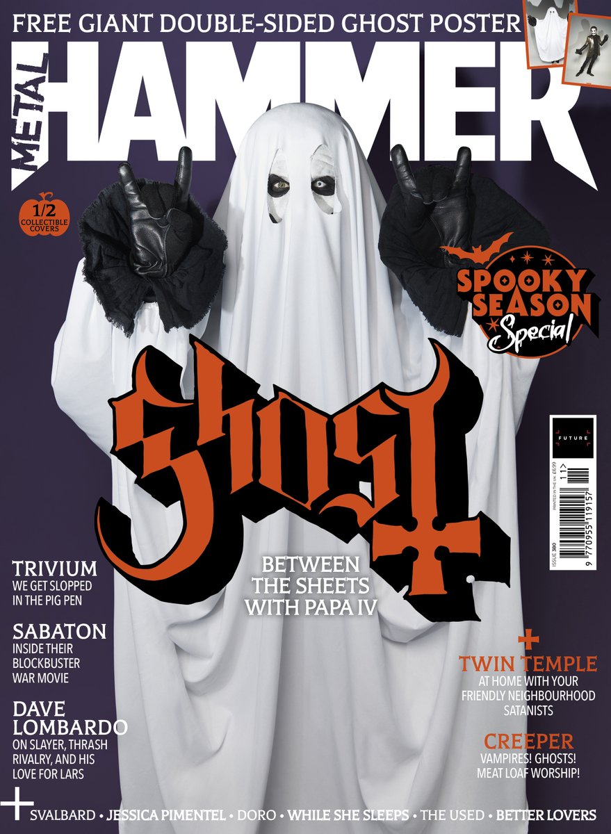 thebandGHOST's tweet image. [MESSAGE FROM THE CLERGY]

We wish to inform you Ghost haunts the cover of @MetalHammer's new issue. Purchase yours while they're still available...i.ghost-official.com/MetalHammerIss…