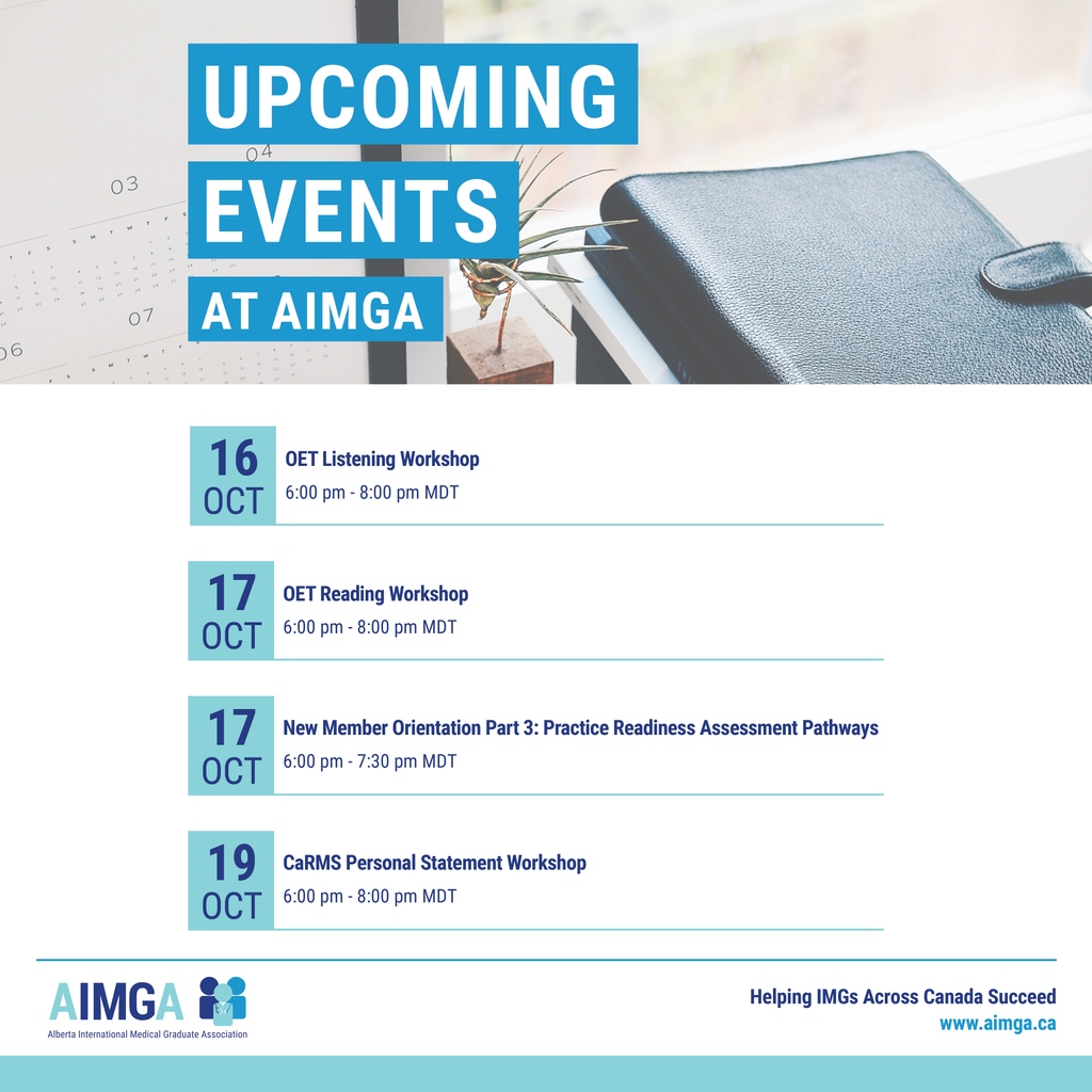 These are the upcoming events happening at AIMGA next week! You will have to be an AIMGA member to attend these events.⁠
⁠
Click here for our events calendar to register: aimga.ca/calendar/
⁠
#img #aimga #medicalcourses #programs #career #licensure #physicians #canada