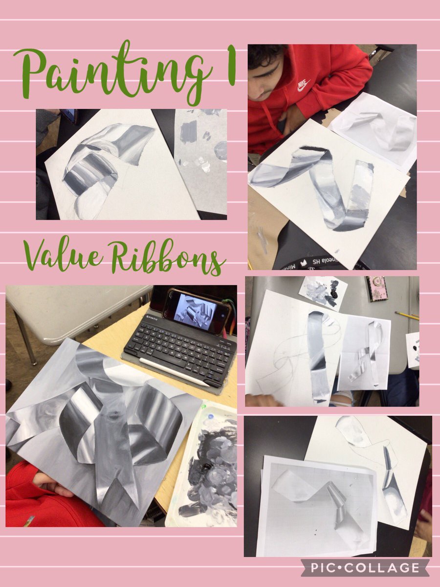 Painting 1 <a href="/mineolahs/">Mineola High School</a> created values ranging from light to dark. Each learner photographed their own ribbon composition as a reference for their painting. <a href="/MineolaFineArts/">MineolaFineArts</a>