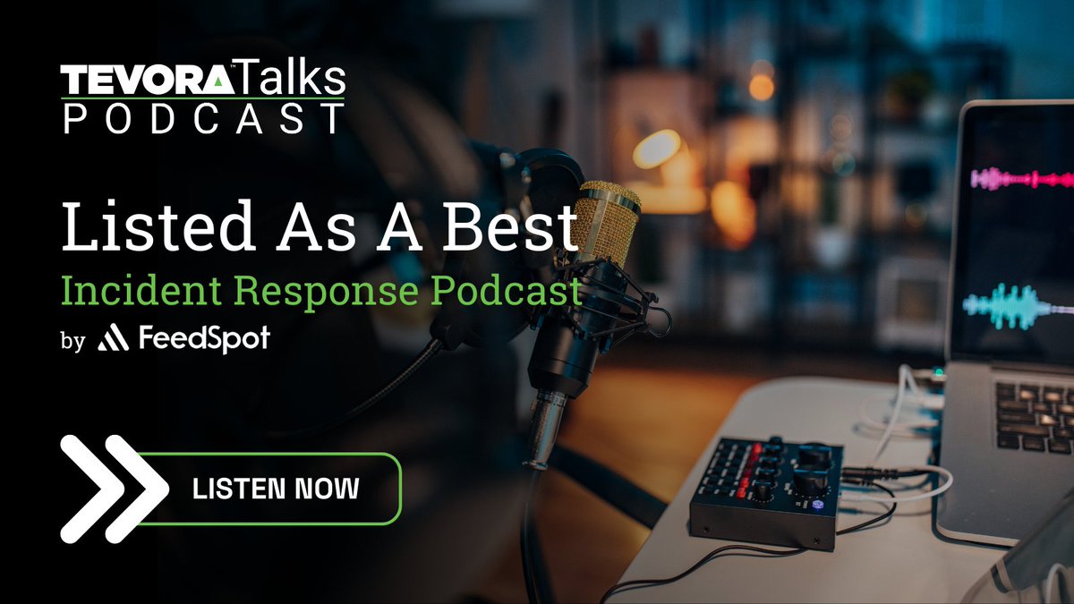 TevoraTalks's tweet photo. Tevora Talks has been named a top Incident Response Podcast by FeedSpot. Join us on Tevora Talks to delve into enlightening discussions on cybersecurity, arming you with the know-how to bolster your defenses against cyber threats
Tune in today -- https://t.co/WaWJDs9PBS https://t.co/n8NR2xMYfV