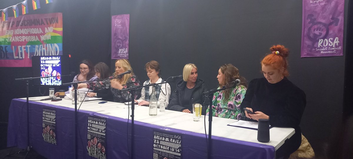 What an incredible line up of speakers! Our panel discussion is just getting started. If you can't make it, join us tomorrow from 10.30am onwards 
#BreadAndRoses #socialistfeminism <a href="/RosaSocFem/">ROSA - Socialist Feminist Movement</a>