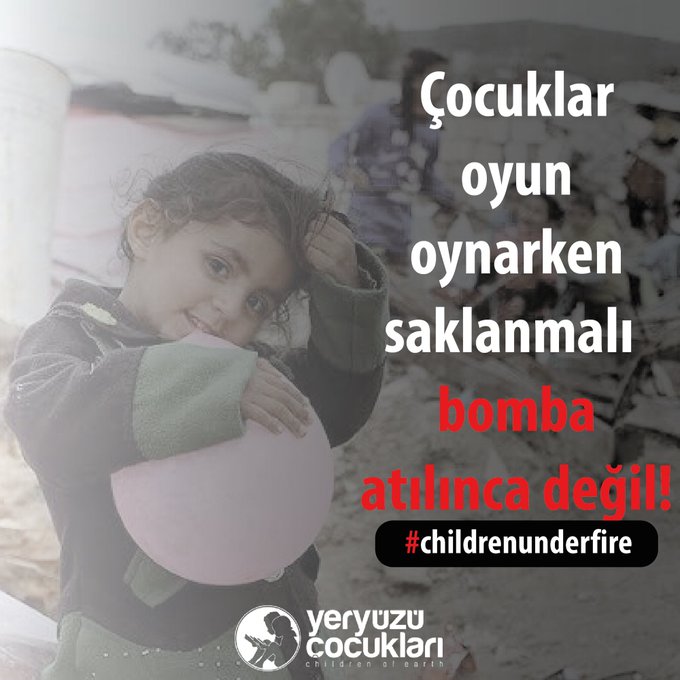 Çocuklar oyun oynarken saklanmalı bomba atılınca değil! #childrenunderfire