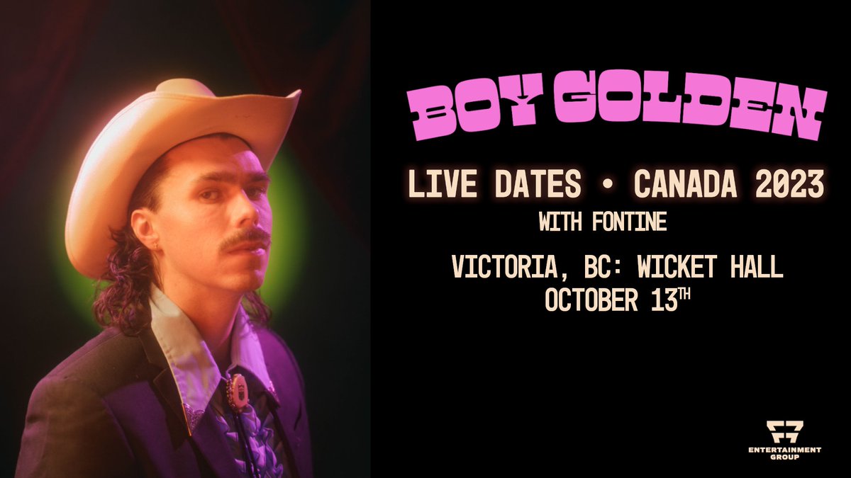 👀Tonight in #VictoriaBC #BOYGOLDEN & the Church of Better Daze brings his soulful blend of alt-country indie pop music to Wicket Hall w/ singer/songwriter FONTINE opening.

Last minute tickets: tickets.f7entertainment.com/boygolden-wick…
Limited tix at door until sell out
Doors 7pm
Music at 7:45pm