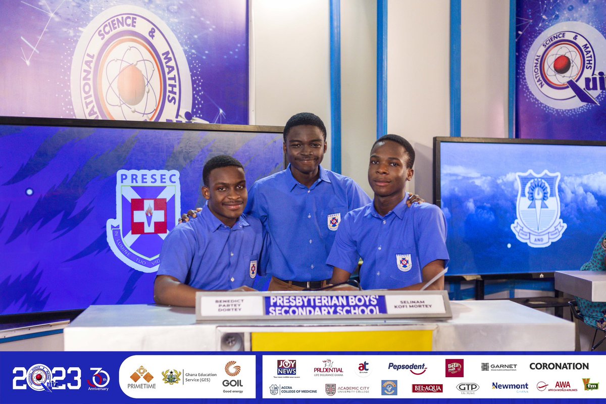 NSMQGhana's tweet image. KUMAPLEY

End of Contest: 

PRESEC, Legon: 60pts   
Konongo Odumase SHS: 41pts  
Kumasi Wesley Girls’ SHS: 6pts 

#NSMQ2023 #NSMQ30 #NSMQOneEight #Primetime