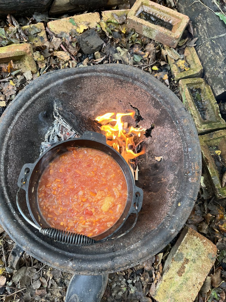 walkinthewild1's tweet photo. We made Pumpkin soup over the fire this week @ysgolyddraig and listened to the story ‘Pumpkin Soup’ as we tasted it together. The children enjoyed fire lighting, making up designs for their class pumpkin after scooping it out and playing together. #coch #rheidol #ogwr #fonmon https://t.co/OJjRezBhkA