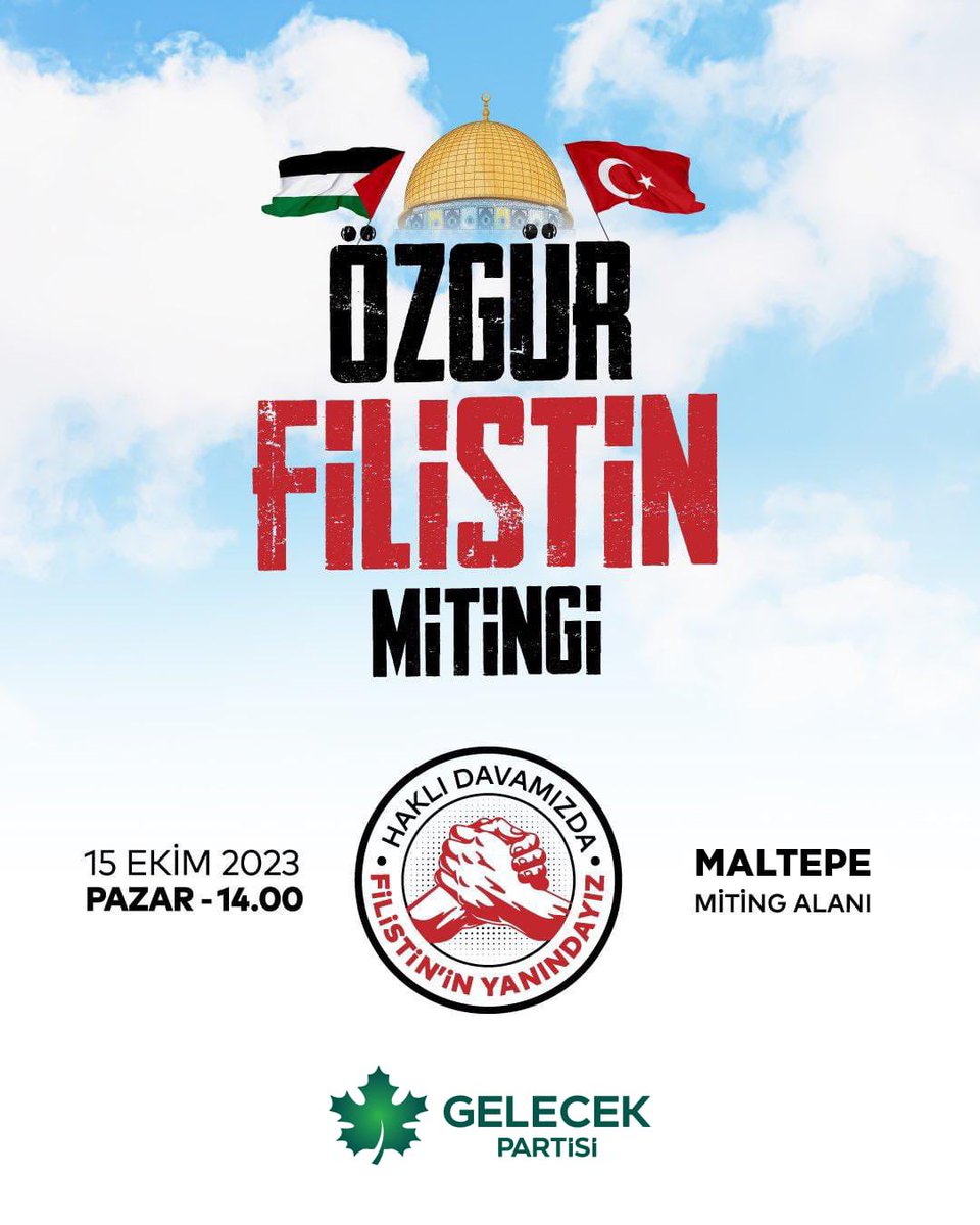 yenibirumutank's tweet photo. 🇹🇷🇵🇸
Özgür Filistin Mitingi

Haklı Davamızda 
#FilistininYanındayız

🕰️15 Ekim 2023 • Pazar • 14.00
📍Maltepe Etkinlik Alanı
📢 Tüm Halkımız Davetlidir. https://t.co/m5HBmYIQwN