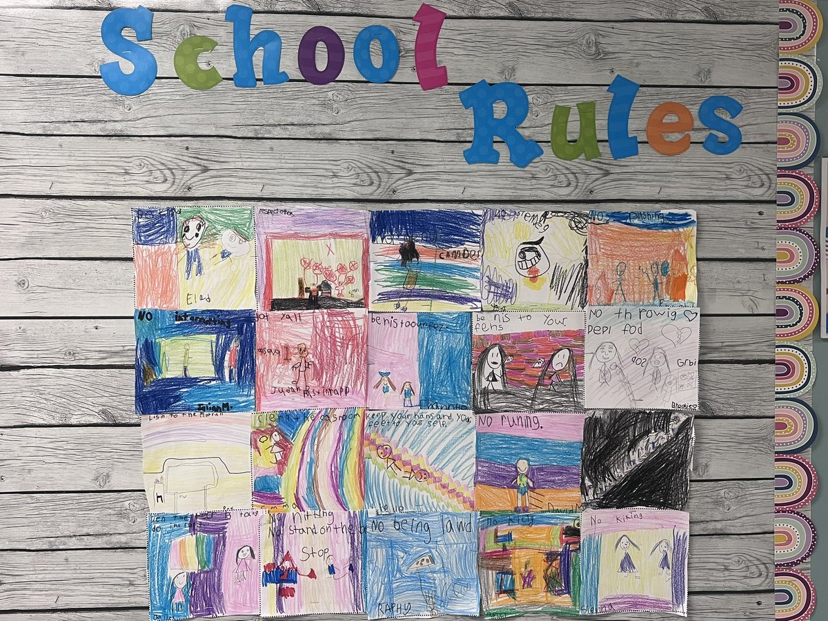 Our firsties did a great job on our school rule quilt! 💙 #firsties #schoolrules #socialstudies