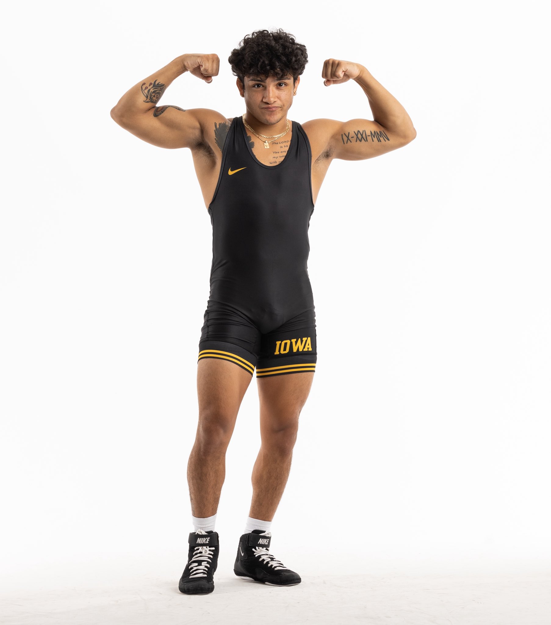 Nike University of Iowa Grappler Elite Wrestling Singlet - Black/Gold
