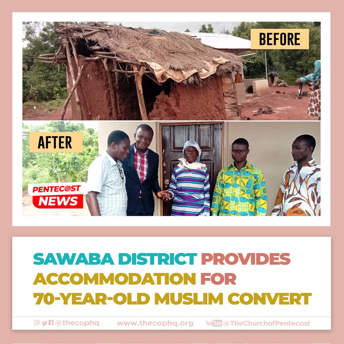 thecophq's tweet photo. In a display of compassion, the Sawaba District in the Kintampo Area of @thecophq has constructed a single-room apartment for a 70-year-old Muslim convert, Madam Fulera Alhassan,

1/2 https://t.co/oscmOihjVe