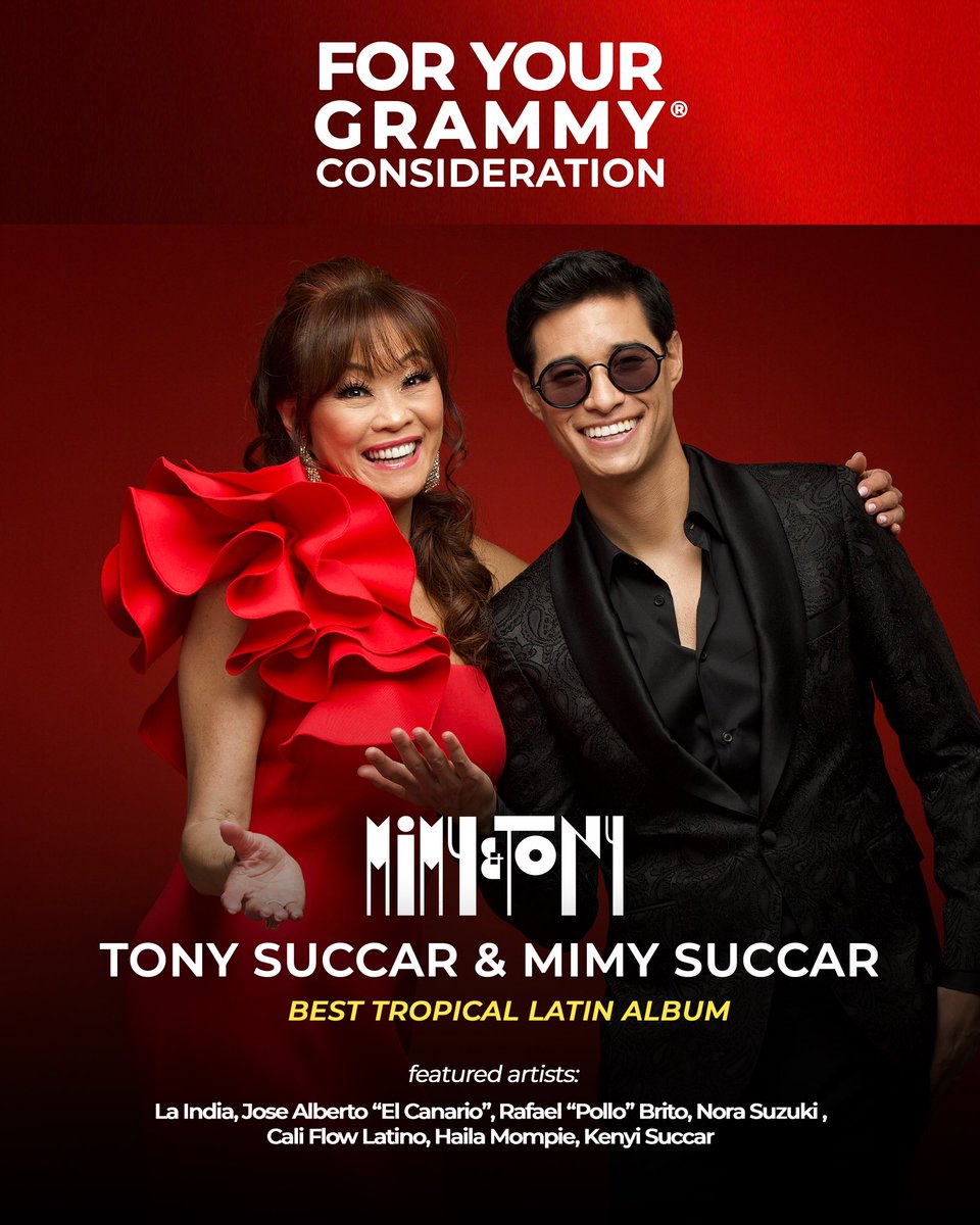 It’s an honor to present our album “Mimy & Tony” For your Grammy®️ consideration. The music is centered on themes of resilience and cultural diversity. Thank you as always for your time and consideration. #Grammys #TropicalAlbum #Vote4Grammys #FYC