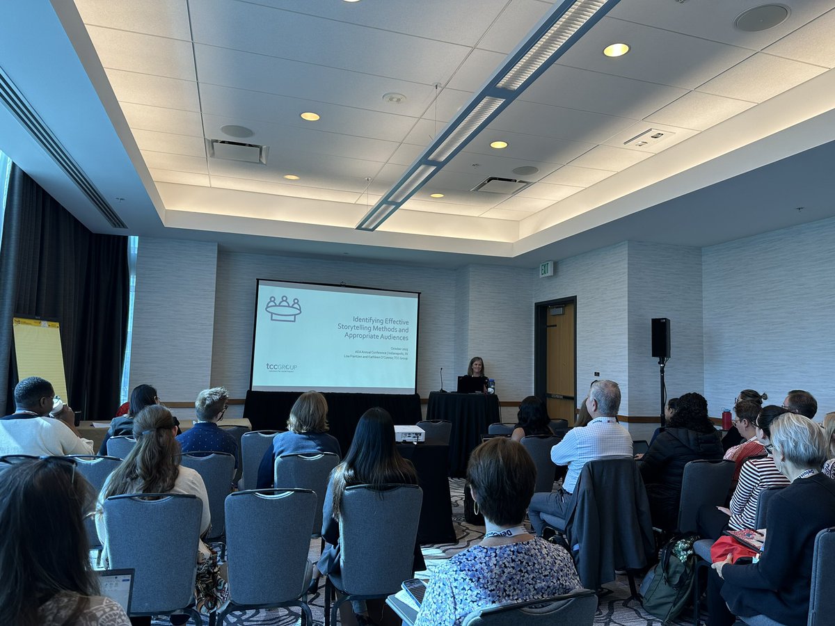 KarcsiG's tweet photo. Kathleen O’Connor leading a round table on identifying effective storytelling #eval23 @TCCGROUP https://t.co/JmUJK05KSe