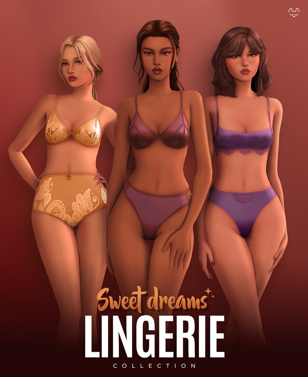 Excited to bring you the Sweet Dreams Lingerie collection!

I had a lot of fun designing these, so let me know if you’d like to see me post more sleepwear in the future!

🔗 Dl: bit.ly/3ZVCfNd
✨ Public release nov. 3rd

#TS4 #TS4CC #Sims4Cc #TheSims4