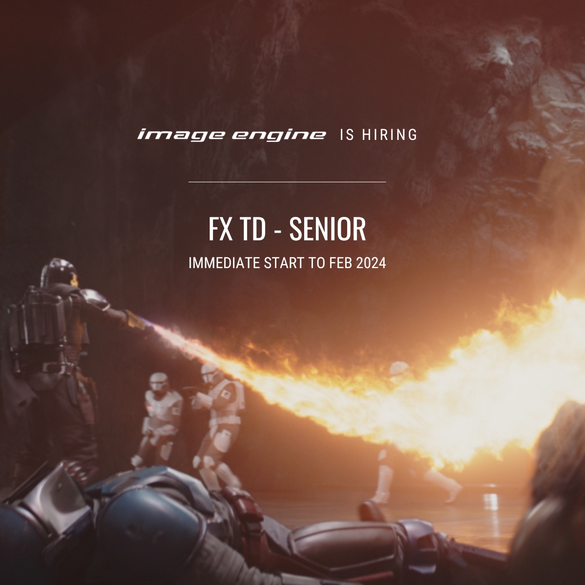 H I R I N G - We’re looking for Senior FX TDs to start as soon as possible until the beginning of February. Apply now and join Image Engine! imageengine.bamboohr.com/careers/50

#VFXjobs #VFXcareers #VFXrecruitment #JoinOurTeam #JobSeekers #NowHiring #VancouverJobs #YVRjobs