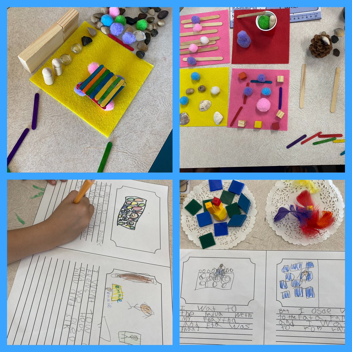 Story workshop is providing a space for these grade 1 and 2 students @HorizonElement2 to be creative and get their wonderful stories onto paper. Well done! Love when they get excited to see the story workshop bins come out. 💕@HrceLiteracy